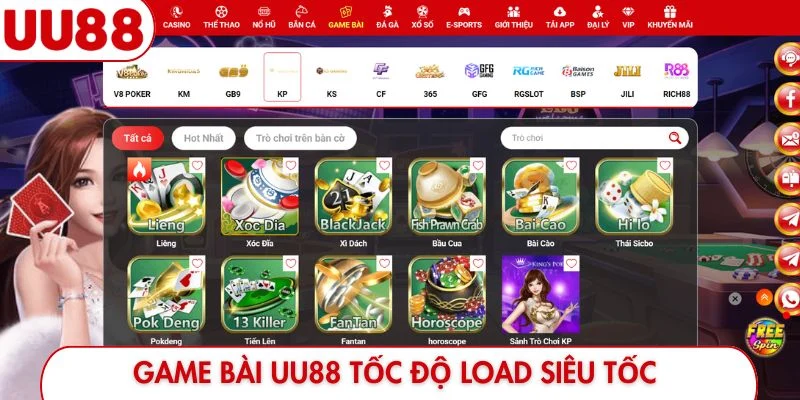 Game bài UU88 tốc độ load siêu tốc
