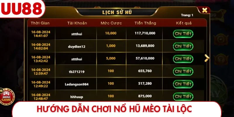 Hướng dẫn chơi nổ hũ mèo tài lộc trúng jackpot